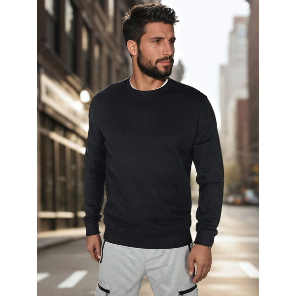 Pánska čierna basic mikina BX5882 62816382