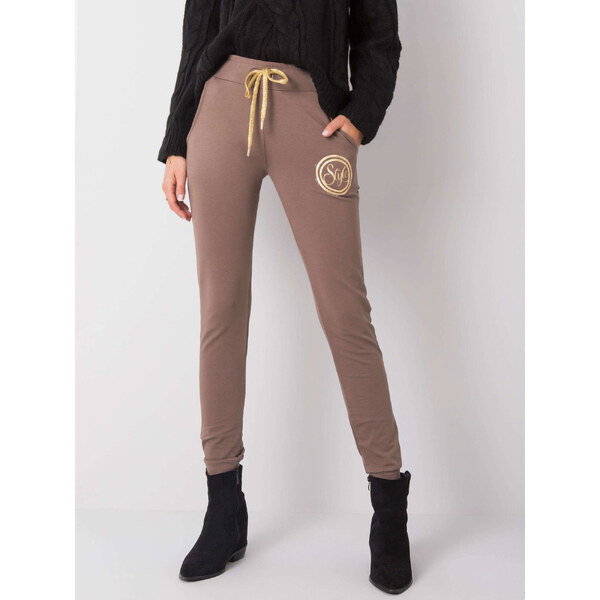 RELEVANCE Hnedé dámske tepláky s logom RV-DR-5992.71-brown 57947259