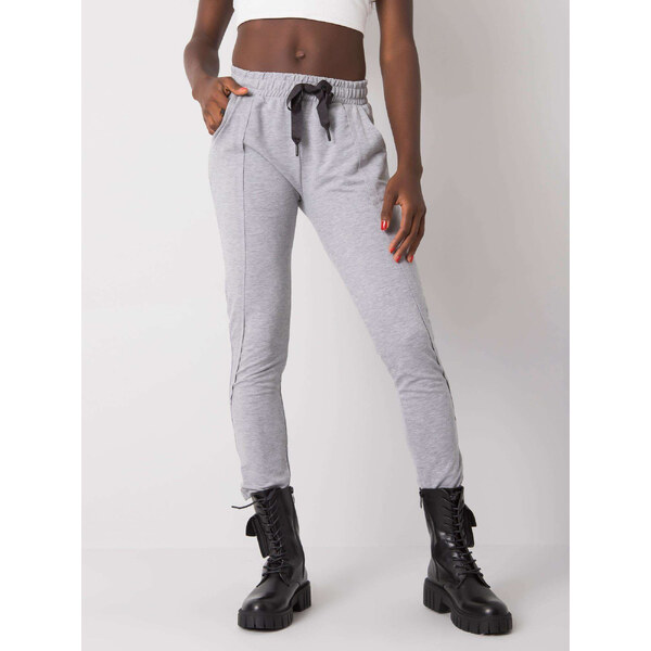 RELEVANCE Šedé tepláky v páse na šnúrku RV-DR-6437.18-grey 57948199