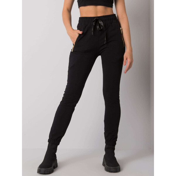 RELEVANCE Čierne tepláky s vreckami na zips RV-DR-7073.09P-black 57948338