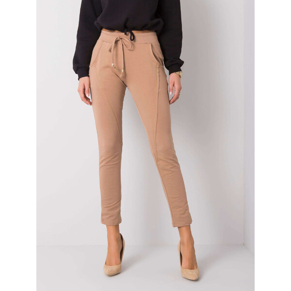 RELEVANCE Hnedé dámske tepláky -RV-DR-6073.18-camel 57948596