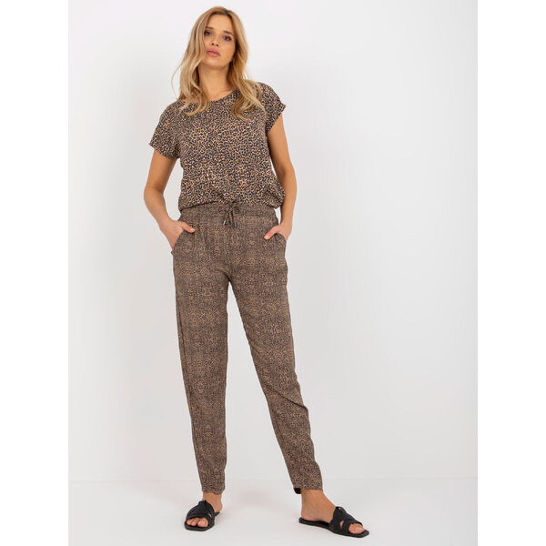 SUBLEVEL Hnedé letné vzorované nohavice D73770M61869I-brown 39646130