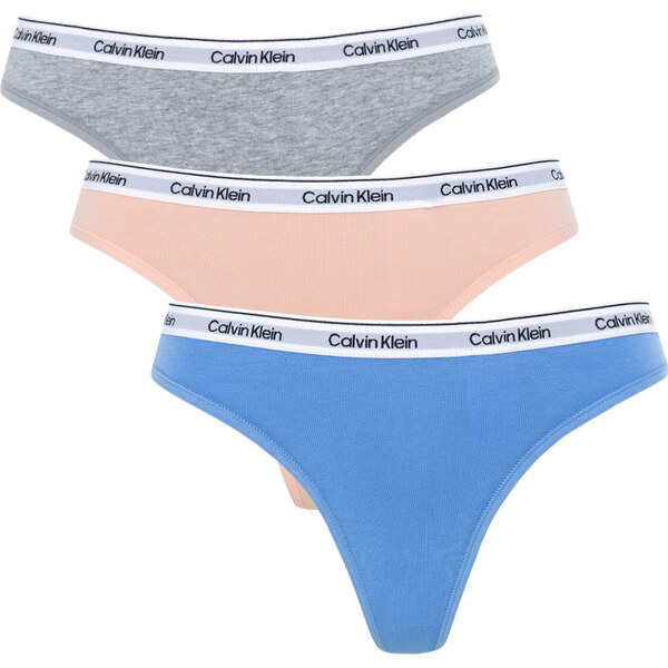 CALVIN KLEIN - tangá 3PACK Icon logo stretch cotton frenzy & blue 62839673