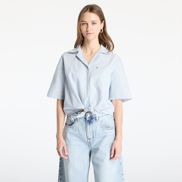 Tommy Hilfiger Košeľa Tommy Jeans Crop Linen Shortsleeve Shirt Blue L 62841115