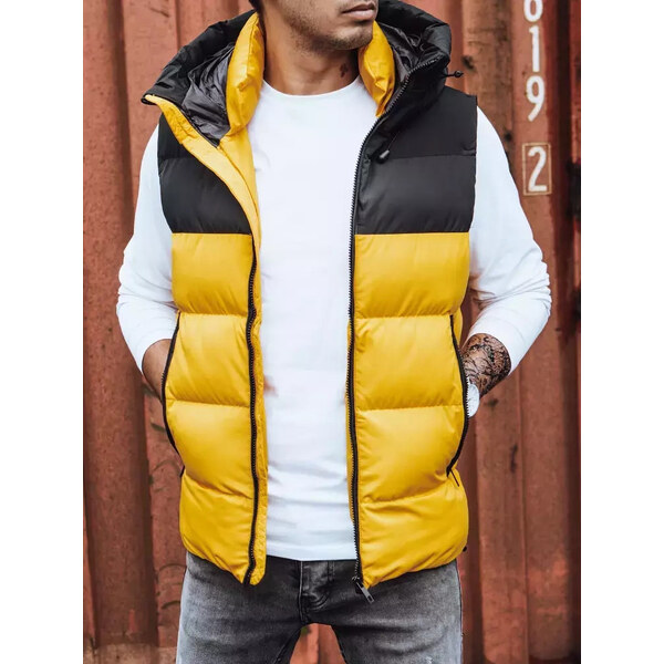 BASIC Žlto-čierna pánska vesta s kapucňou TX4171 62841621