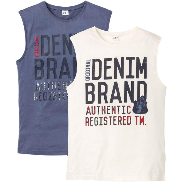 bonprix Tričko bez rukávov z čistej bavlny, 2 ks v balení, farba modrá 44948393