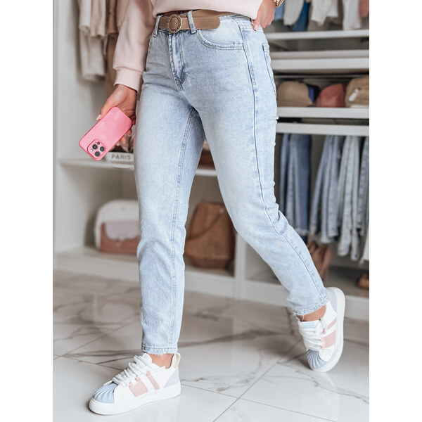 BASIC Dámske svetlomodré džínsy s opaskom NEOPASS UY2680 62857736