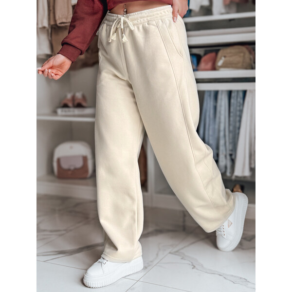 BASIC Dámske béžové tepláky so širokými nohavicami UY2689 62857744