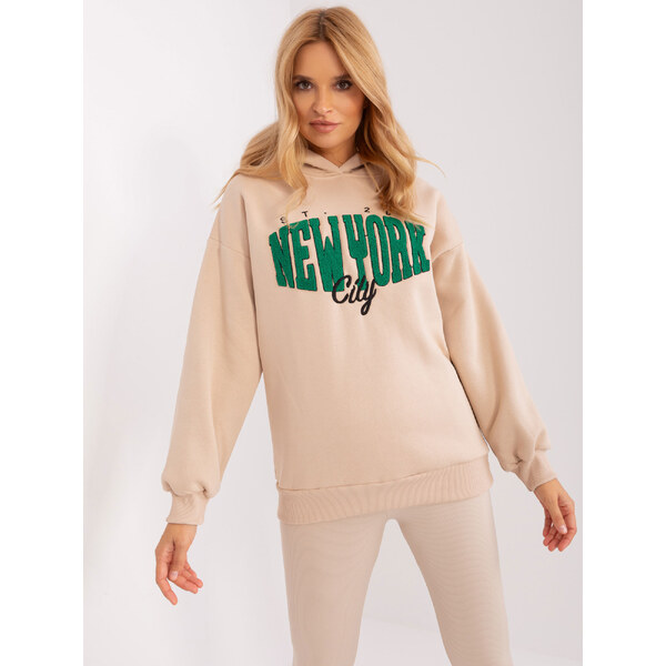 BASIC Béžová mikina s nápisom a kapucňou EM-BL-656-4.96P-beige 46184715