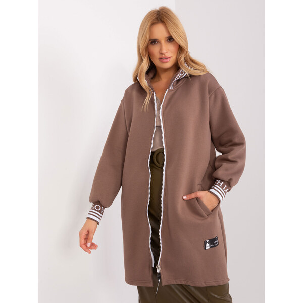 RELEVANCE Hnedá dlhá mikina na zips RV-BL-9225.96P-brown 57954078