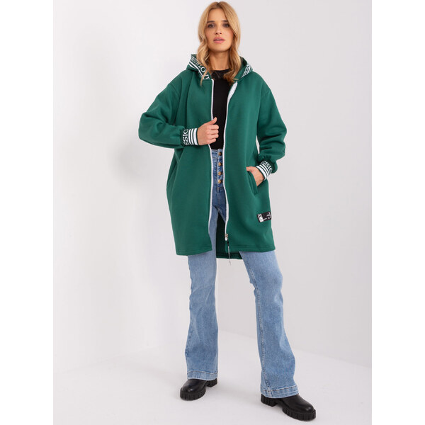 RELEVANCE Tmavozelená dlhá mikina na zips RV-BL-9225.96P-dark green 57954079