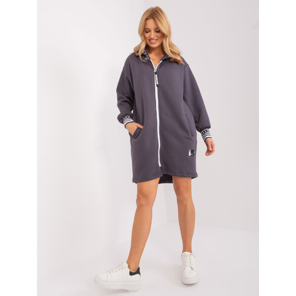 RELEVANCE Tmavosivá dlhá mikina na zips RV-BL-9225.96P-grafit 57954538
