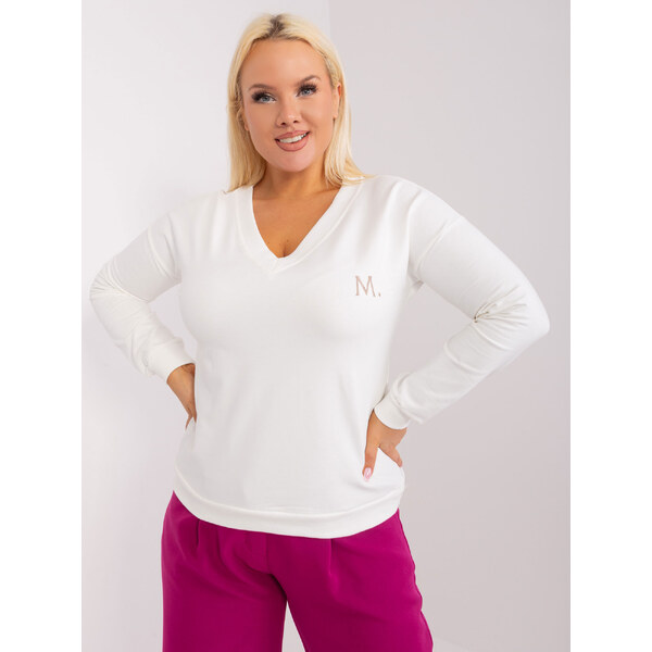 RELEVANCE Smotanová mikina s výstrihom -RV-BZ-9233.24-ecru 57954634