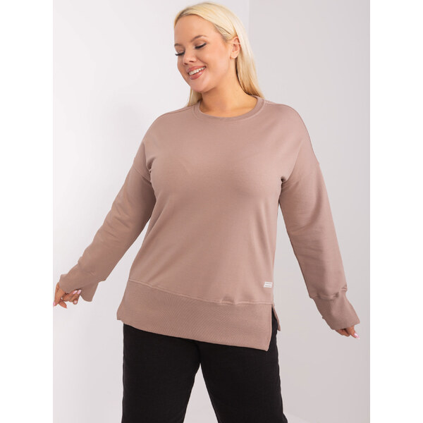 RELEVANCE Tmavobéžová basic mikina -RV-BZ-9198.10X-dark beige 57954649