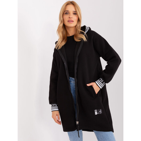 RELEVANCE Čierna dlhá mikina na zips -RV-BL-9225.96P-black 59092320