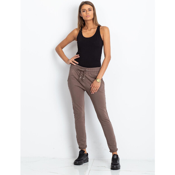 BASIC Dámske hnedé tepláky -RV-DR-3698.08X-brown 19307208