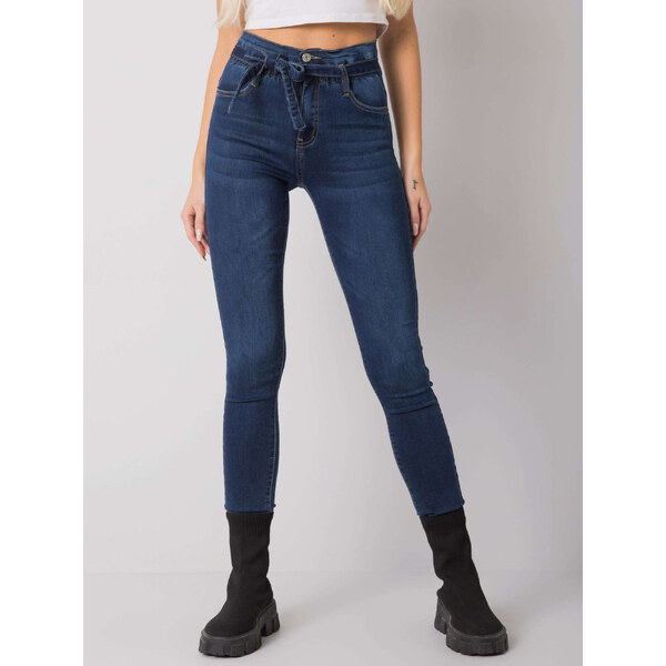 BASIC Tmavomodré dámske džínsy s opaskom NM-SP-L77.73-dark blue 28166347