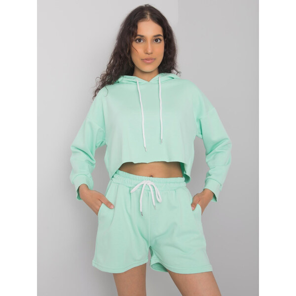 BASIC Mintová krátka tepláková súprava mikiny a šortiek -EM-KMPL-581 25543952