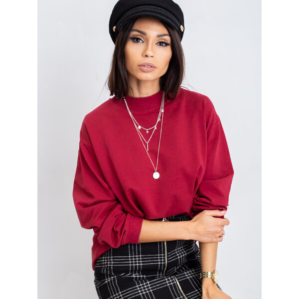 BASIC Dámska tmavo červená mikina RV-BL-5185.87P-burgundy 19047953