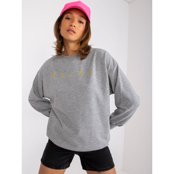 BASIC Sivá mikina Damiette s nápisom Relax EM-BL-U536/2.00-grey 31766321