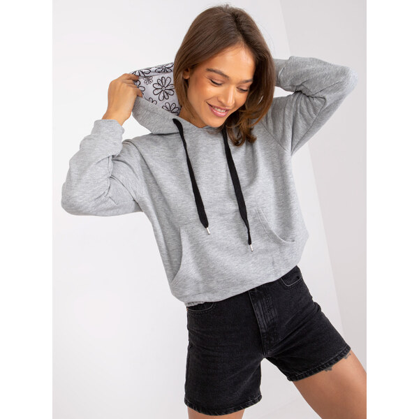 BASIC Sivá mikina Palencia s potlačou v kapucni -EM-BL-572.14X-grey 31766325