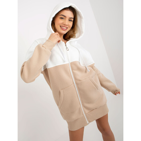 BASIC Bielo-béžová dámska mikina na zips -EM-BL-762.24X 37405987