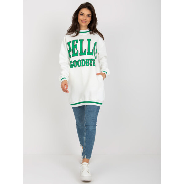 BASIC Biela dlhá mikina bez kapucne s potlačou EM-BL-775.64-white 42136725