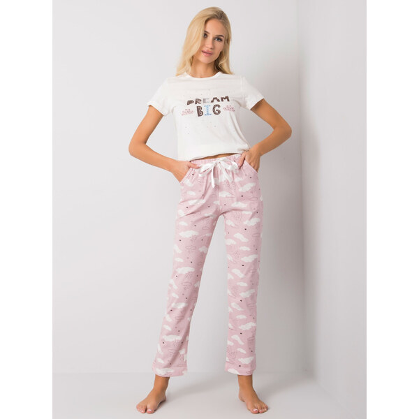 BASIC Bielo-ružové pyžamo s potlačou Big Dream a mráčky BR-PI-3256 27483300