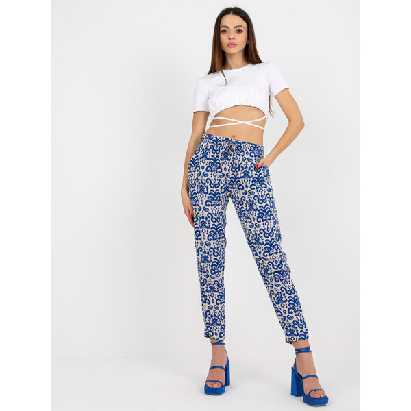 SUBLEVEL Tmavomodré letné vzorované nohavice D73770M61869J-dark blue 39552056