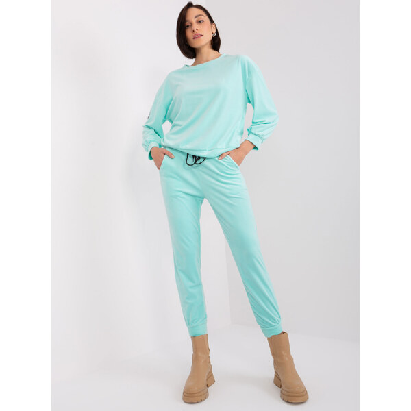 ITALY MODA Mintová velúrová tepláková súprava DHJ-KMPL-8328.48-mint 57953842