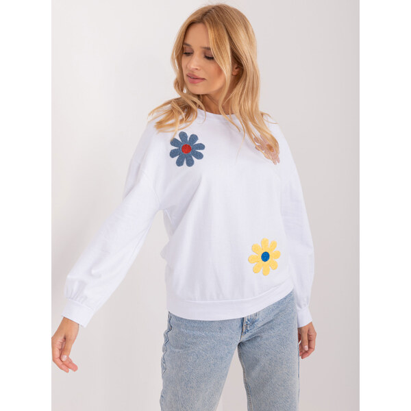 ITALY MODA Biela mikina s kvetinovým vzorom DHJ-BZ-8856.39-white 57954800