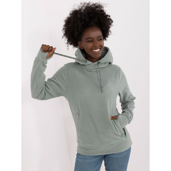 SUBLEVEL Pistáciová dámska mikina s kapucňou a klokaním vreckom 56217105