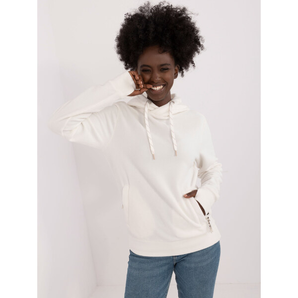 SUBLEVEL Biela dámska mikina s kapucňou a klokaním vreckom 56217102