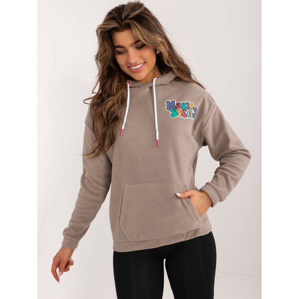 SUBLEVEL Tmavobéžová mikina s kapucňou a potlačou na chrbte 56217481