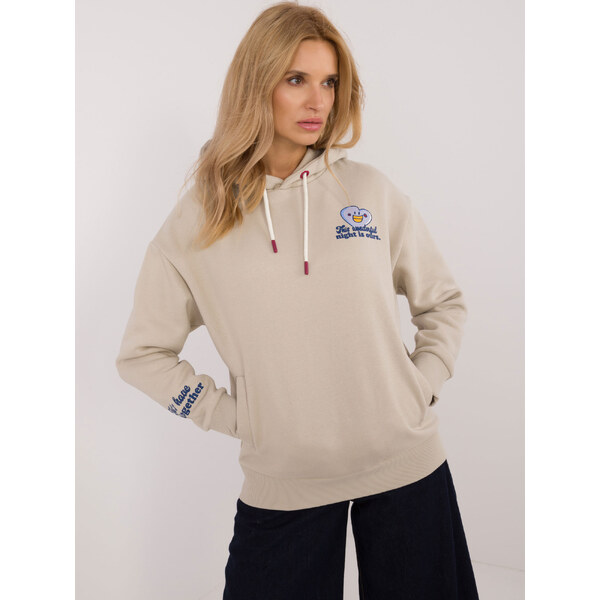 SUBLEVEL Svetlobéžová mikina s kapucňou a potlačou D10600T02420I-light 58151858