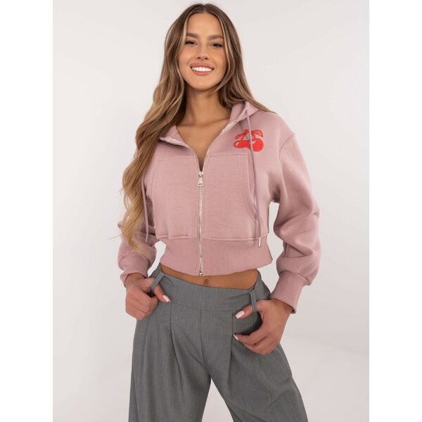 Calimera Ružová dámska crop mikina s nápisom na zadnej strane CLM-BL 60699265