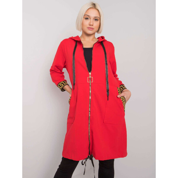 RELEVANCE Červená dámska dlhšia mikina na zips RV-BL-6792.02P-red 57948934