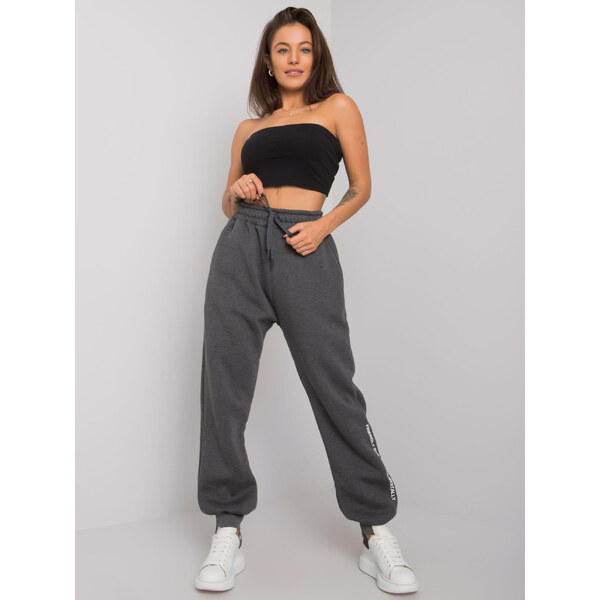 RELEVANCE Šedé dámske voľné tepláky s vysokým pásom RV-DR-7237.81-gray 57948966
