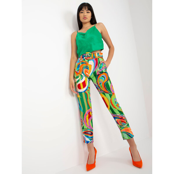 ITALY MODA Zeleno-farebné vzorované nohavice DHJ-SP-12787C.06-green 57952441