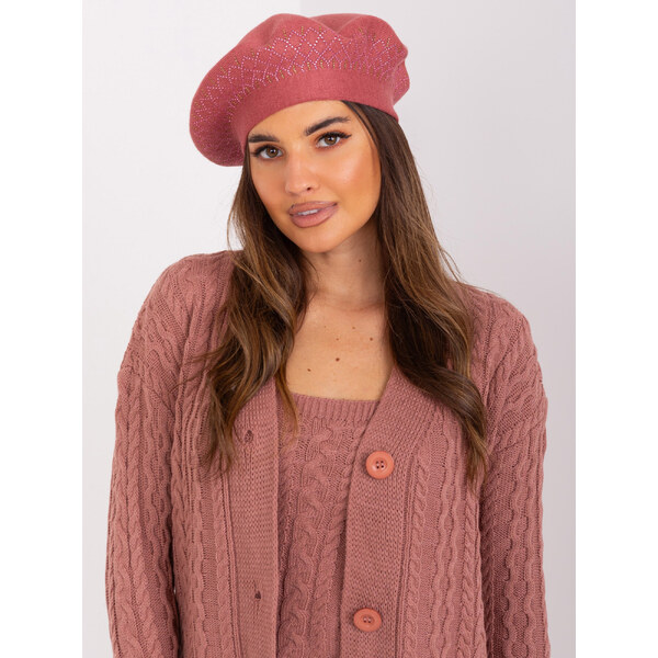 ITALY MODA Ružový baret zdobený kamienkami AT-SK-231605.24P-dark pink 57953660