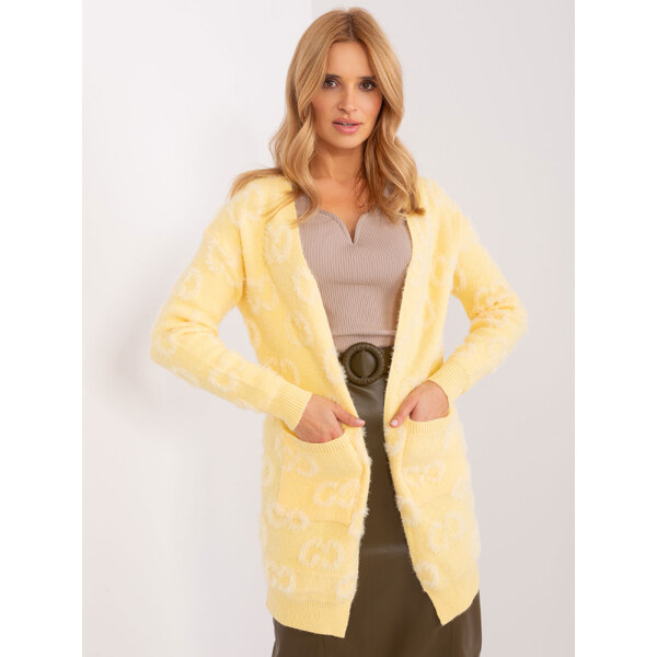 ITALY MODA Svetložltý kardigán so vzorom AT-SW-234502.38X-light yellow 57953879