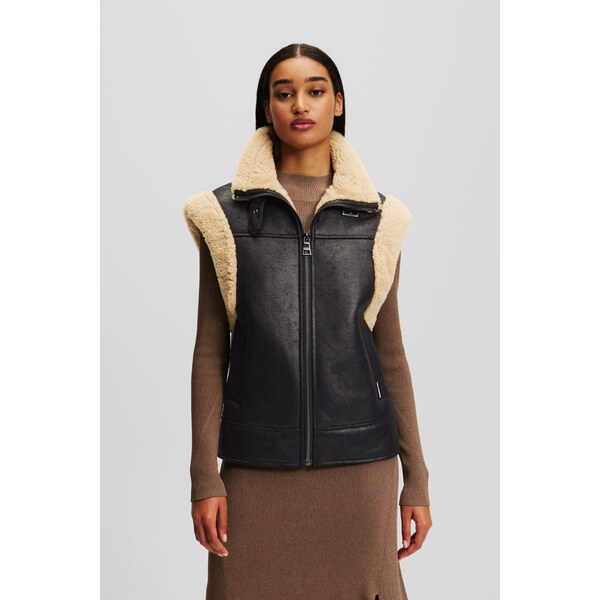 VESTA KARL LAGERFELD FAUX FUR SUEDE GILET 57740820