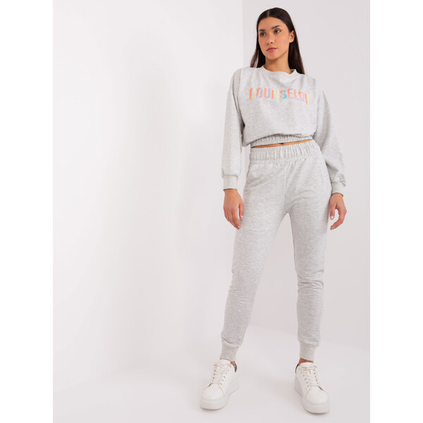 BASIC Svetlosivá tepláková súprava s crop mikinou -EM-KMPL-806.45P 47269031