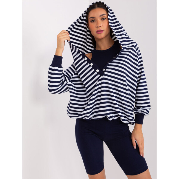 BASIC Bielo-tmavomodrý komplet topu, kraťasov a mikiny -EM-KMPL-828.14 47269034