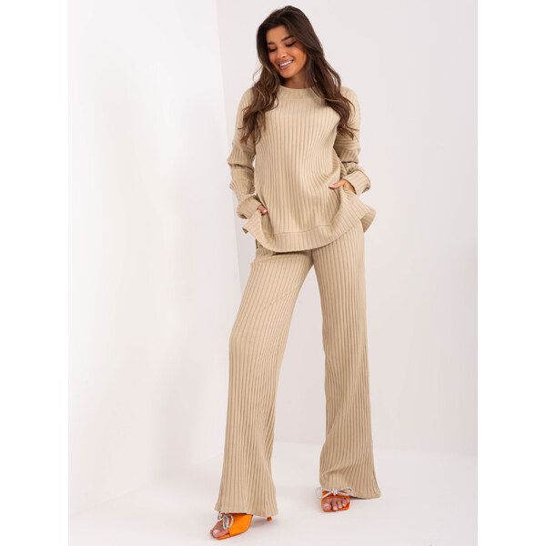 BASIC Béžový rebrovaný komplet -LK-KMPL-509497.32-beige 48873935