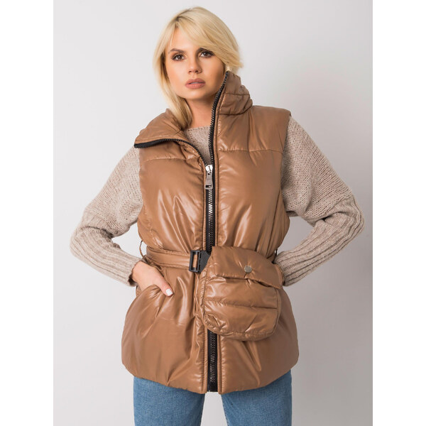 BASIC Hnedá dámska vesta s pásikom EM-KZ-611.40X-brown 27199200