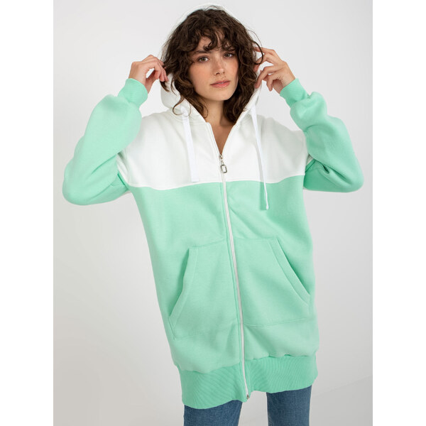 BASIC Bielo-mintová dámska mikina na zips -EM-BL-762.24X 37405995