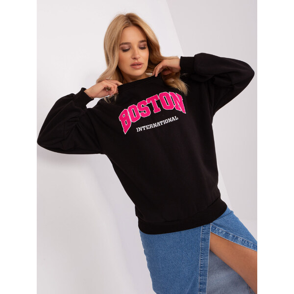 BASIC Čierna mikina s nápisom Boston EM-BL-617-8.10-black 45802677