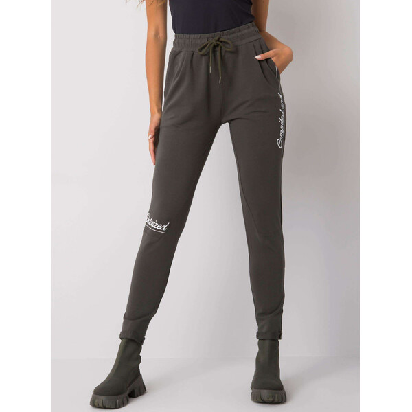 RELEVANCE Khaki tepláky s nápisy Haylee RV-DR-7076.21-khaki 57948227