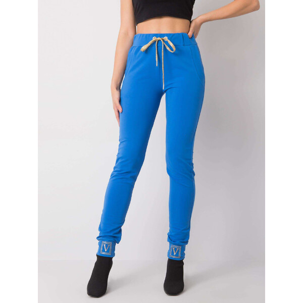 RELEVANCE Modré tepláky s ozdobnými lemami nohavíc RV-DR-5980.12-blue 57948340